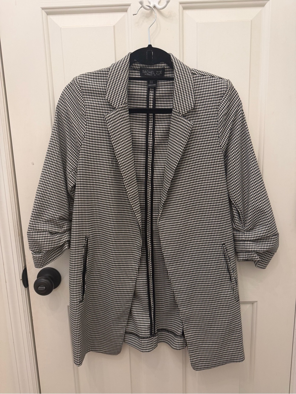 RACHEL ZOE Black and White Houndstooth Blazer